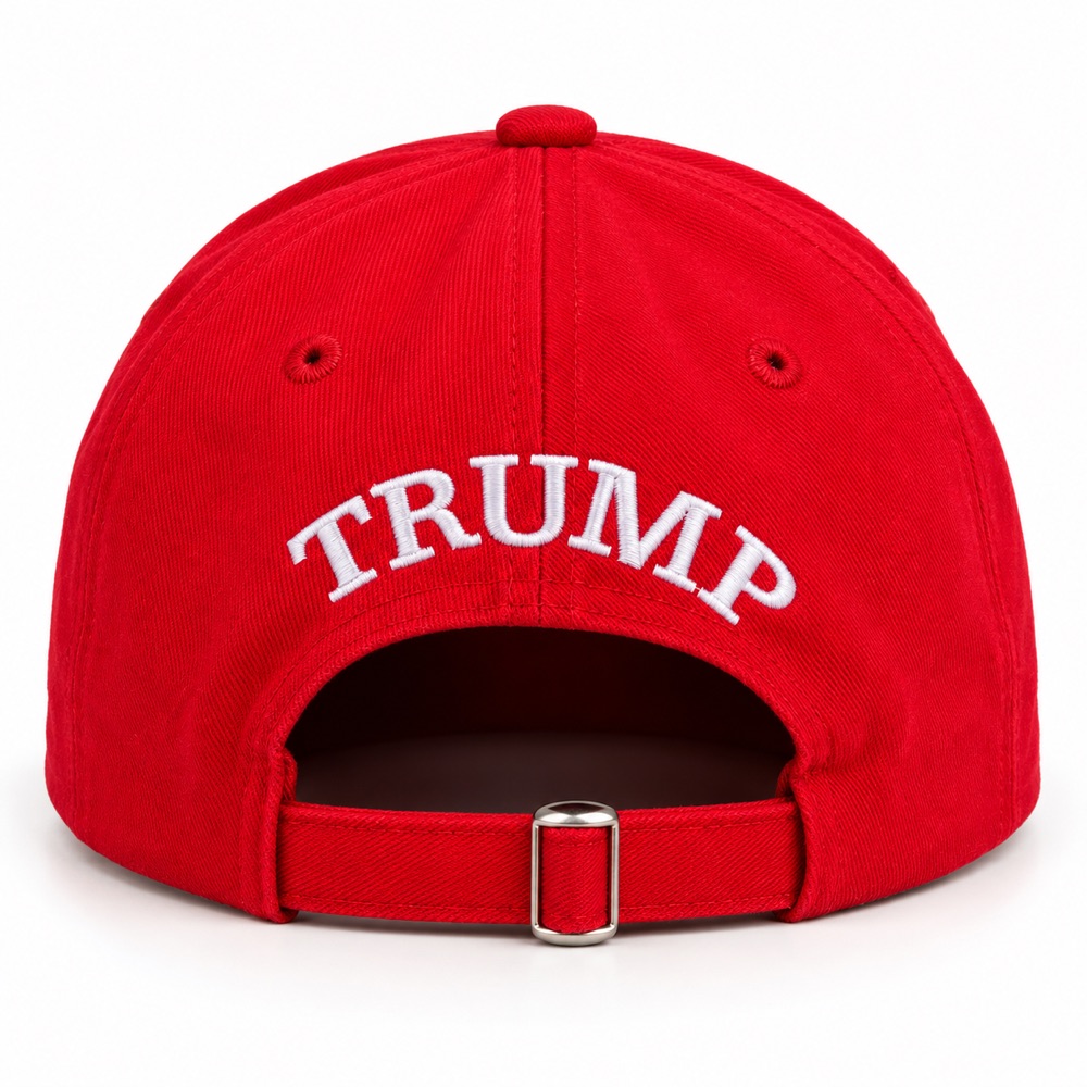 Rear view showing TRUMP embroidery and adjustable opening